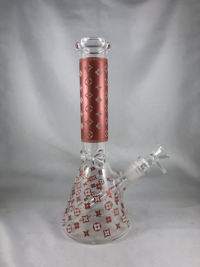 Louis Electroplated Glow In The Dark Rose Gold Glass Bong Bongs